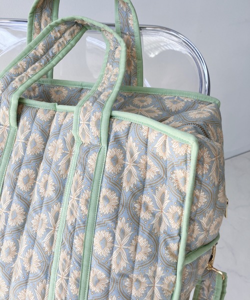 AS KNOW AS plus（アズノゥアズプラス）の「インドプリントキルトボストンバッグ（ボストンバッグ・レディース・ライトピンク/ホワイト系/グレー系/ターコイズブルー系/ブルー系/ピンク系・FREE）」の9枚目の写真