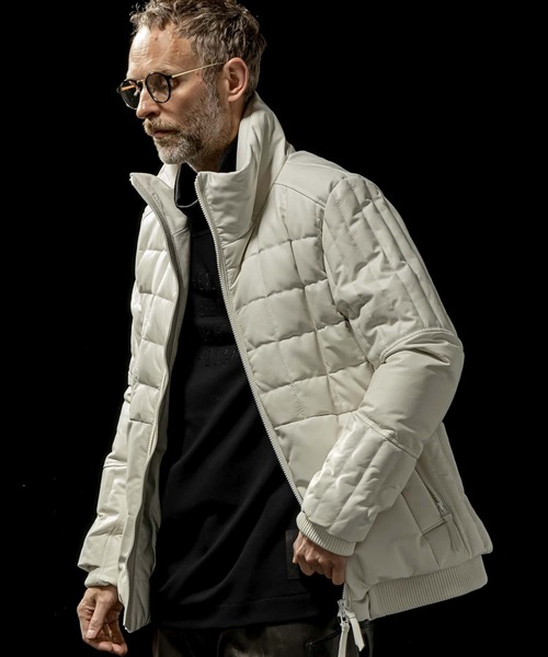 C DIEM（カルペディエム）の「C DIEM(カルペディエム)Leather Square Quilt Down Jacket /スクエアキルトレザーダウンジャケット（ダウンジャケット/コート・メンズ・ブラック/ホワイト・M/L）」の3枚目の写真