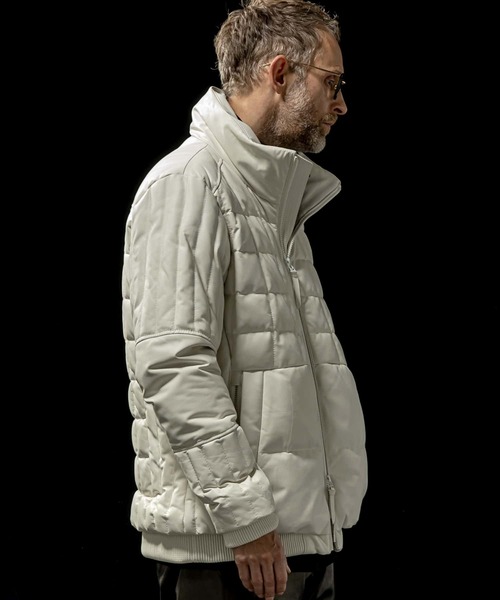 C DIEM（カルペディエム）の「C DIEM(カルペディエム)Leather Square Quilt Down Jacket /スクエアキルトレザーダウンジャケット（ダウンジャケット/コート・メンズ・ブラック/ホワイト・M/L）」の5枚目の写真