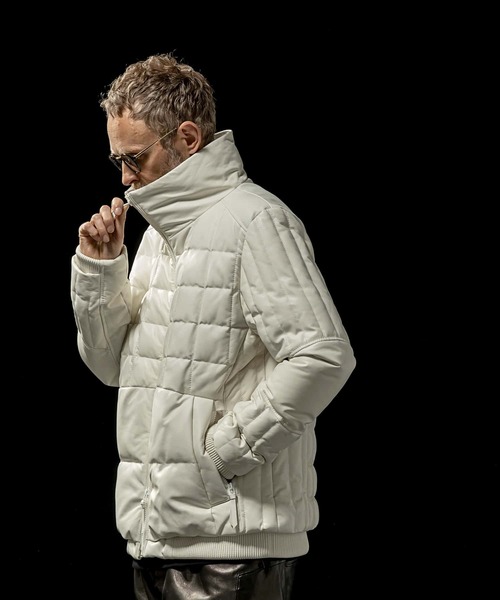 C DIEM（カルペディエム）の「C DIEM(カルペディエム)Leather Square Quilt Down Jacket /スクエアキルトレザーダウンジャケット（ダウンジャケット/コート・メンズ・ブラック/ホワイト・M/L）」の10枚目の写真