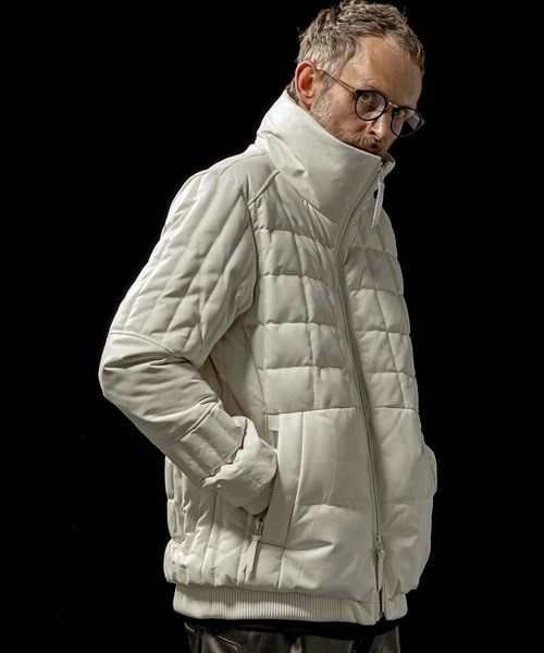 C DIEM（カルペディエム）の「C DIEM(カルペディエム)Leather Square Quilt Down Jacket /スクエアキルトレザーダウンジャケット（ダウンジャケット/コート・メンズ・ブラック/ホワイト・M/L）」の11枚目の写真