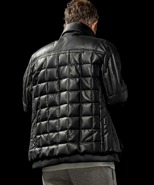 C DIEM（カルペディエム）の「C DIEM(カルペディエム)Leather Square Quilt Down Jacket /スクエアキルトレザーダウンジャケット（ダウンジャケット/コート・メンズ・ブラック/ホワイト・M/L）」の13枚目の写真