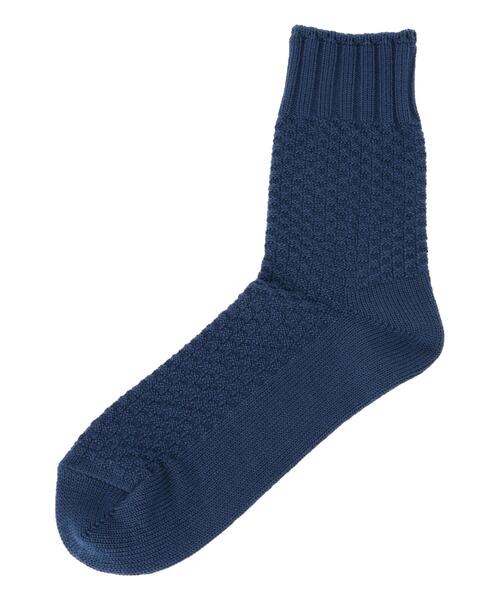 Samansa Mos2（サマンサ モスモス）の「ワッフル編みソックス（ソックス/靴下・レディース・ブルー/マスタード/ブラウン/オフホワイト・F）」の8枚目の写真