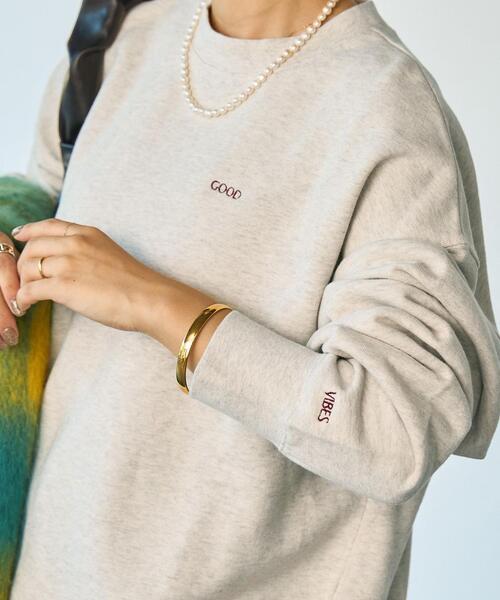 coen（コーエン）の「【WEB限定】USAコットンチビ刺繍裏毛スウェット（スウェット・レディース・ネイビー/グレー/ナチュラル/ケリーグリーン・FREE）」の3枚目の写真