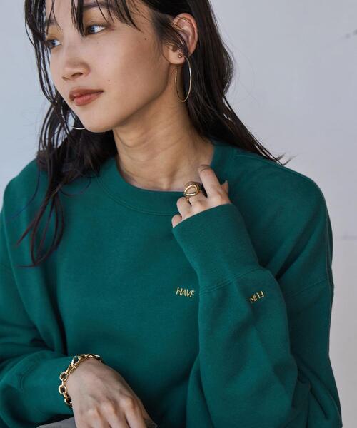 coen（コーエン）の「【WEB限定】USAコットンチビ刺繍裏毛スウェット（スウェット・レディース・ネイビー/グレー/ナチュラル/ケリーグリーン・FREE）」の4枚目の写真