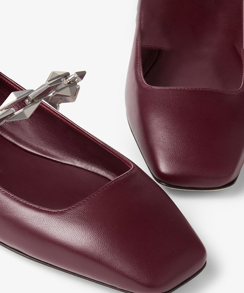 *JIMMY CHOO*レオパード フラットパンプス Diamond Tilda Flat DIAMOND TILDA FLAT | Latte Nappa Leather Flats with Chain