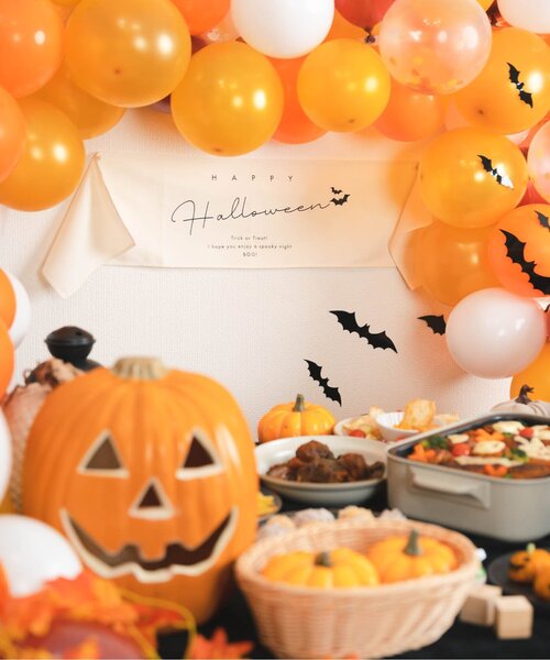 ハロウィンタペストリー& booバルーンセット（コスチューム