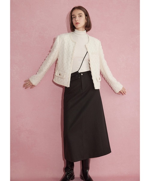 ジャガードパイピングノーカラージャケット FQ23W096【Fano Studios