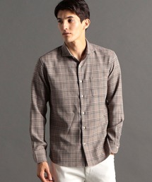 グレンチェックツイル カッタウェイカラーシャツ