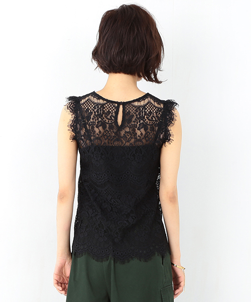 Ray BEAMS（レイビームス）の「Ray BEAMS / レース クルーネック ノースリーブ プルオーバー（シャツ/ブラウス・レディース・ホワイト/ブラック・0/1）」の11枚目の写真