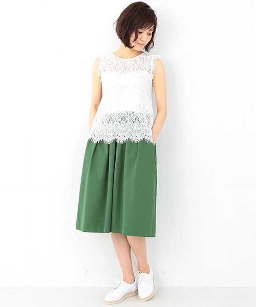 Ray BEAMS（レイビームス）の「Ray BEAMS / レース クルーネック ノースリーブ プルオーバー（シャツ/ブラウス・レディース・ホワイト/ブラック・0/1）」の8枚目の写真