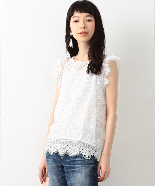 Ray BEAMS（レイビームス）の「Ray BEAMS / レース クルーネック ノースリーブ プルオーバー（シャツ/ブラウス・レディース・ホワイト/ブラック・0/1）」の17枚目の写真