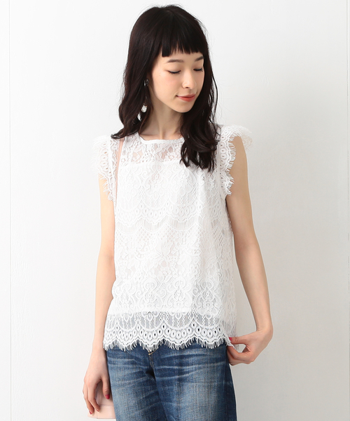 Ray BEAMS（レイビームス）の「Ray BEAMS / レース クルーネック ノースリーブ プルオーバー（シャツ/ブラウス・レディース・ホワイト/ブラック・0/1）」の20枚目の写真