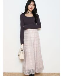 MERCURYDUO | シアーチェックニットドッキングワンピース(ワンピース)