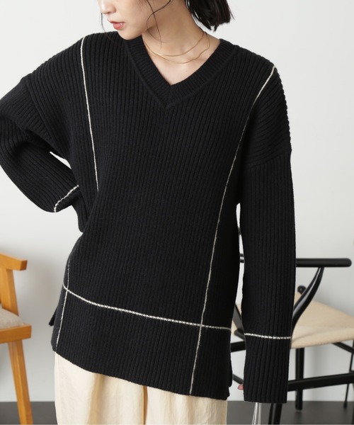 FREE'S MART（フリーズマート）の「◆２ＷＡＹネックウォーマー付きニット（ニット/セーター・レディース・ライトグリーン/オフホワイト/ブラック・FREE）」の2枚目の写真