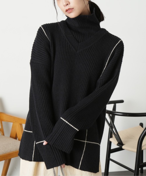 FREE'S MART（フリーズマート）の「◆２ＷＡＹネックウォーマー付きニット（ニット/セーター・レディース・ライトグリーン/オフホワイト/ブラック・FREE）」の20枚目の写真