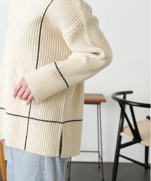 FREE'S MART（フリーズマート）の「◆２ＷＡＹネックウォーマー付きニット（ニット/セーター・レディース・ライトグリーン/オフホワイト/ブラック・FREE）」の14枚目の写真