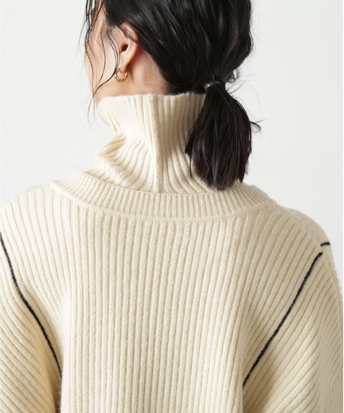 FREE'S MART（フリーズマート）の「◆２ＷＡＹネックウォーマー付きニット（ニット/セーター・レディース・ライトグリーン/オフホワイト/ブラック・FREE）」の10枚目の写真