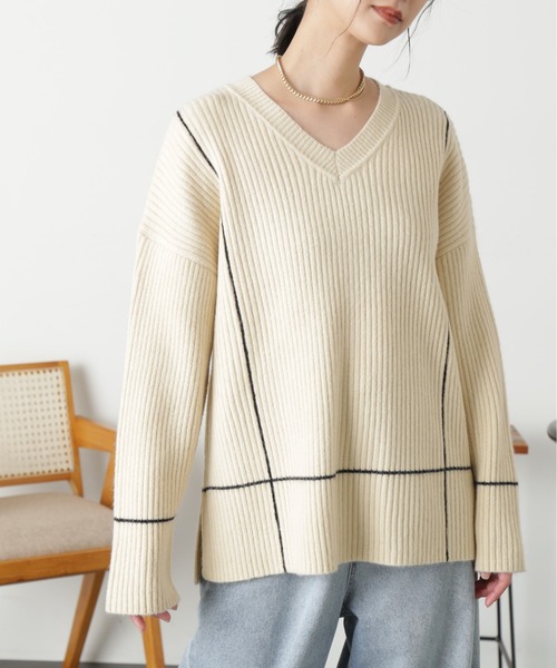 FREE'S MART（フリーズマート）の「◆２ＷＡＹネックウォーマー付きニット（ニット/セーター・レディース・ライトグリーン/オフホワイト/ブラック・FREE）」の12枚目の写真