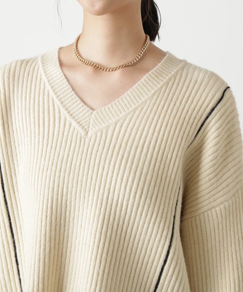 FREE'S MART（フリーズマート）の「◆２ＷＡＹネックウォーマー付きニット（ニット/セーター・レディース・ライトグリーン/オフホワイト/ブラック・FREE）」の13枚目の写真