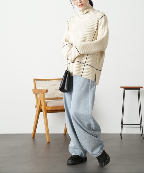 FREE'S MART（フリーズマート）の「◆２ＷＡＹネックウォーマー付きニット（ニット/セーター・レディース・ライトグリーン/オフホワイト/ブラック・FREE）」の16枚目の写真