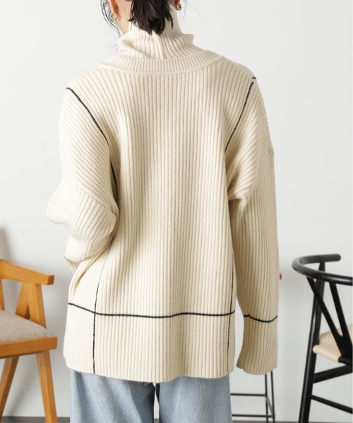 FREE'S MART（フリーズマート）の「◆２ＷＡＹネックウォーマー付きニット（ニット/セーター・レディース・ライトグリーン/オフホワイト/ブラック・FREE）」の7枚目の写真