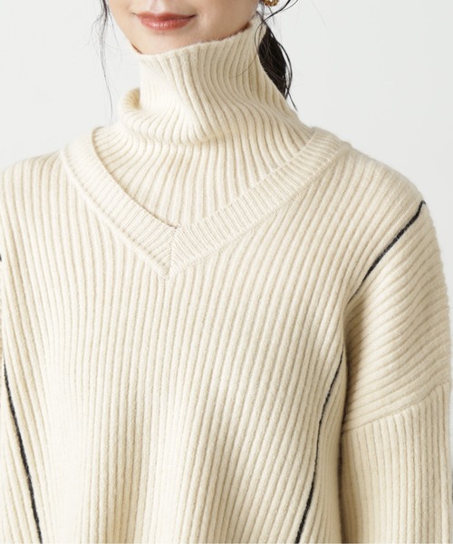 FREE'S MART（フリーズマート）の「◆２ＷＡＹネックウォーマー付きニット（ニット/セーター・レディース・ライトグリーン/オフホワイト/ブラック・FREE）」の9枚目の写真