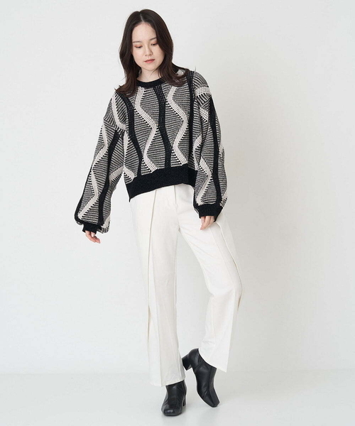 A de a.v.v（アードアー・ヴェ・ヴェ）の「ジャガードニットプルオーバー（ニット/セーター・レディース・アイボリー/ブラック・39）」の19枚目の写真