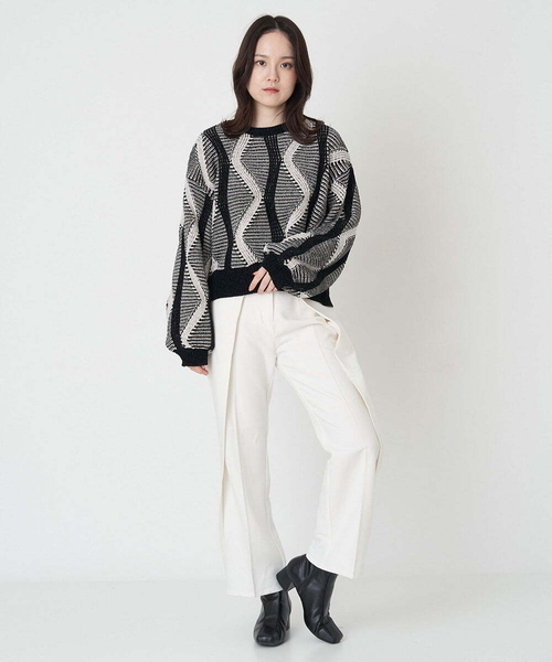 A de a.v.v（アードアー・ヴェ・ヴェ）の「ジャガードニットプルオーバー（ニット/セーター・レディース・アイボリー/ブラック・39）」の20枚目の写真