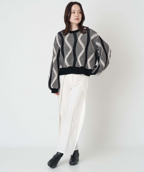 A de a.v.v（アードアー・ヴェ・ヴェ）の「ジャガードニットプルオーバー（ニット/セーター・レディース・アイボリー/ブラック・39）」の21枚目の写真