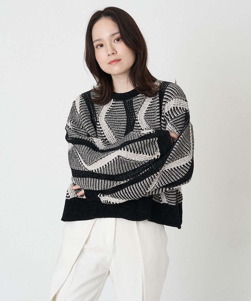 A de a.v.v（アードアー・ヴェ・ヴェ）の「ジャガードニットプルオーバー（ニット/セーター・レディース・アイボリー/ブラック・39）」の22枚目の写真