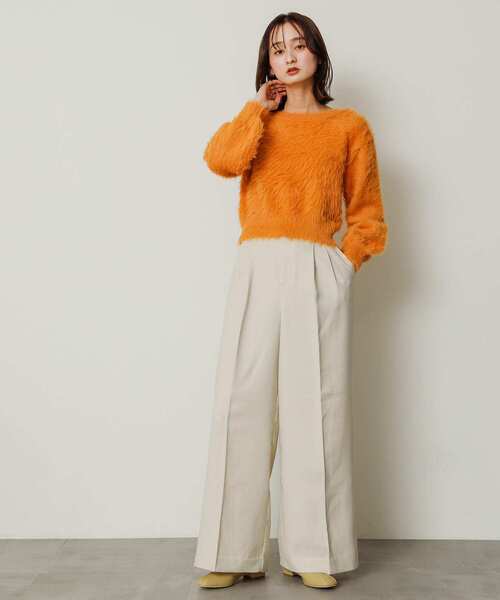 SENSE OF PLACE by URBAN RESEARCH（センスオブプレイスバイアーバンリサーチ）の「クルーネックフェザーセーター（ニット/セーター・レディース・チャコールグレー/ピンク/オレンジ/アイボリー/ライトブルー/ミント/イエロー・ONE）」の14枚目の写真