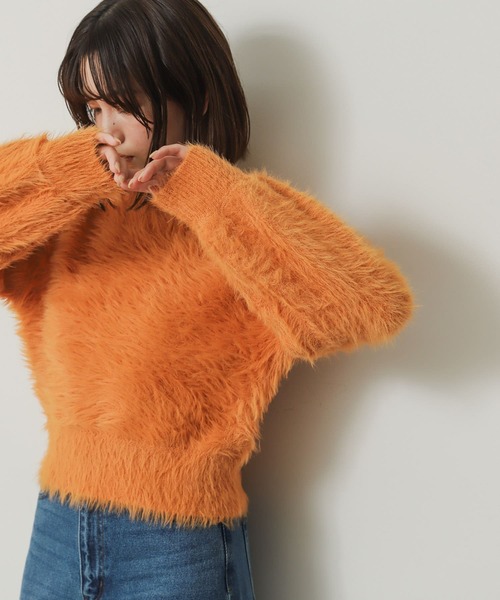 SENSE OF PLACE by URBAN RESEARCH（センスオブプレイスバイアーバンリサーチ）の「クルーネックフェザーセーター（ニット/セーター・レディース・チャコールグレー/ピンク/オレンジ/アイボリー/ライトブルー/ミント/イエロー・ONE）」の19枚目の写真