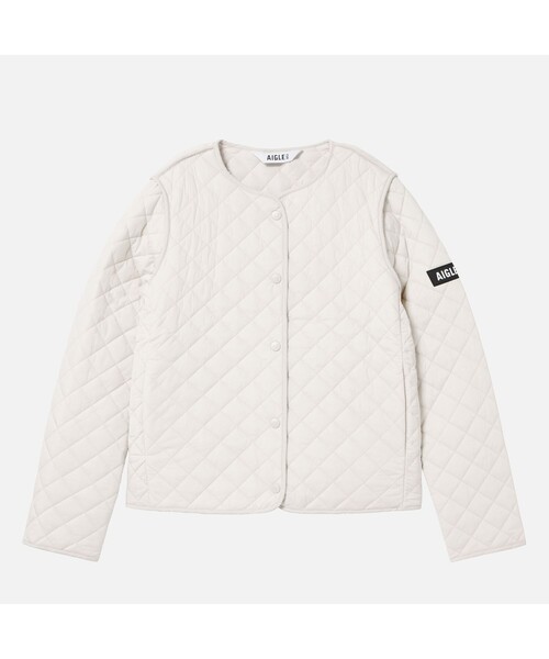 AIGLE（エーグル）の「撥水 インサレーションジャケット（ノーカラージャケット・レディース・モスグリーン/ブラック/ホワイト・36/40/38）」の5枚目の写真