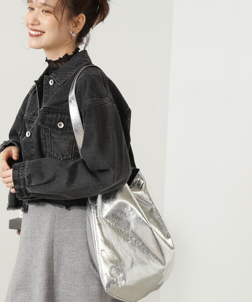 N.(N. Natural Beauty Basic)(エヌエヌナチュラルビューティーベーシック)の「◆メタリック2WAYトートバッグ(ビジネスバッグ・レディース・ブラック/シルバー・フリ-)」の18枚目の写真