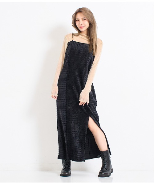 LATINA（ラティーナ）の「チェーンストラップ シャーリング ロング ワンピース（ワンピース・レディース・ブラック・L/M）」の16枚目の写真