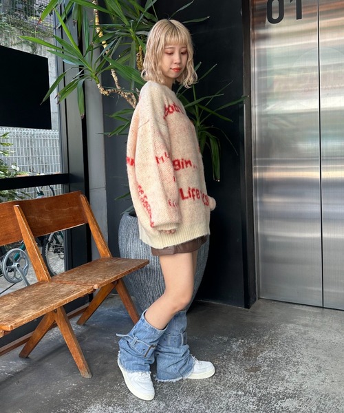 CIAOPANIC（チャオパニック）の「ハンドクラフトロゴニットプルオーバー（ニット/セーター・レディース・グリーン/チャコールグレー/アイボリー・FREE）」の12枚目の写真