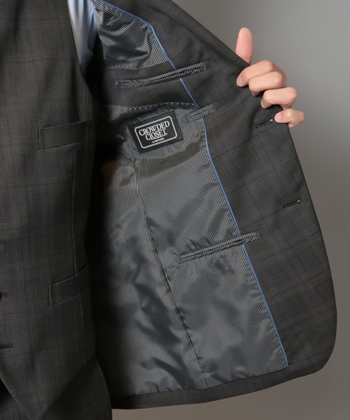 CROWDED CLOSET（クラウデッドクローゼット）の「ウールポリエステルグレンチェックスーツセットアップ（同素材ベストあり）（スーツセット・メンズ・ブラウン/ネイビー・04/03/02/01）」の11枚目の写真