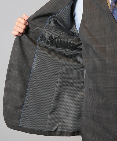 CROWDED CLOSET（クラウデッドクローゼット）の「ウールポリエステルグレンチェックスーツセットアップ（同素材ベストあり）（スーツセット・メンズ・ブラウン/ネイビー・04/03/02/01）」の12枚目の写真