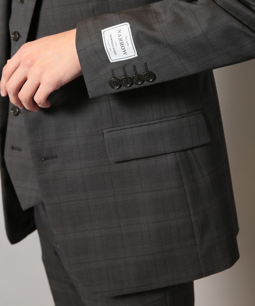 CROWDED CLOSET（クラウデッドクローゼット）の「ウールポリエステルグレンチェックスーツセットアップ（同素材ベストあり）（スーツセット・メンズ・ブラウン/ネイビー・04/03/02/01）」の13枚目の写真