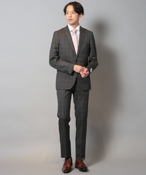 CROWDED CLOSET（クラウデッドクローゼット）の「ウールポリエステルグレンチェックスーツセットアップ（同素材ベストあり）（スーツセット・メンズ・ブラウン/ネイビー・04/03/02/01）」の5枚目の写真