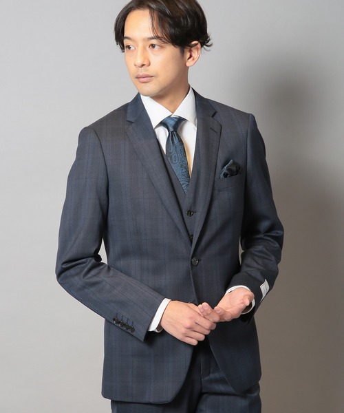 CROWDED CLOSET（クラウデッドクローゼット）の「ウールポリエステルグレンチェックスーツセットアップ（同素材ベストあり）（スーツセット・メンズ・ブラウン/ネイビー・04/03/02/01）」の7枚目の写真