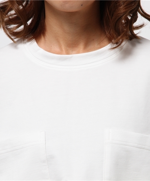 CIAOPANIC（チャオパニック）の「【Ciaopanic】　ダブルポケットTee（Tシャツ/カットソー・レディース・ホワイト/ブラック・FREE）」の6枚目の写真