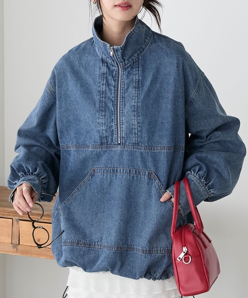 裏フリースハーフジップアノラックプルオーバー MONO-MART