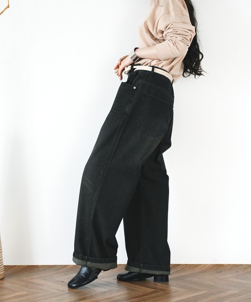 Aphlotus(アプロタス)の「12oz. デニム オーバーダイ バギーパンツ【セレクトアイテム】(デニムパンツ・メンズ・ブラック/インディゴブルー・MEDIUM/LARGE/X-LARGE)」の3枚目の写真
