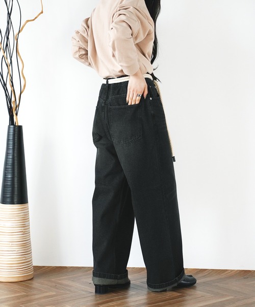 Aphlotus(アプロタス)の「12oz. デニム オーバーダイ バギーパンツ【セレクトアイテム】(デニムパンツ・メンズ・ブラック/インディゴブルー・MEDIUM/LARGE/X-LARGE)」の4枚目の写真