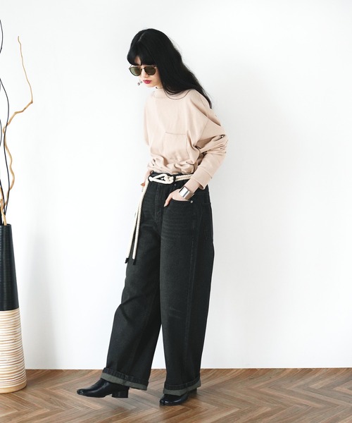 Aphlotus(アプロタス)の「12oz. デニム オーバーダイ バギーパンツ【セレクトアイテム】(デニムパンツ・メンズ・ブラック/インディゴブルー・MEDIUM/LARGE/X-LARGE)」の6枚目の写真