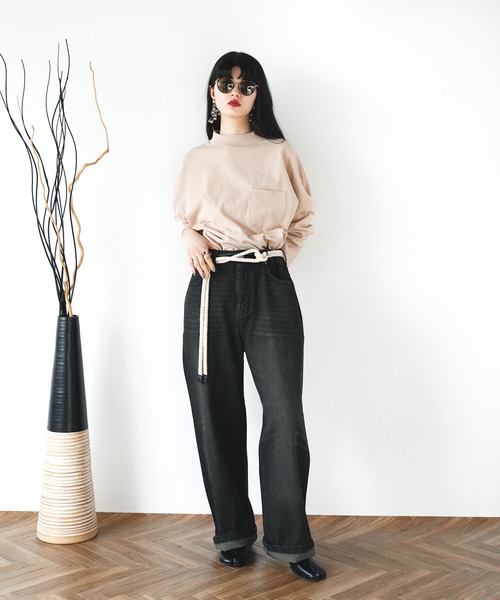 Aphlotus(アプロタス)の「12oz. デニム オーバーダイ バギーパンツ【セレクトアイテム】(デニムパンツ・メンズ・ブラック/インディゴブルー・MEDIUM/LARGE/X-LARGE)」の7枚目の写真