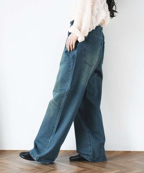 Aphlotus(アプロタス)の「12oz. デニム オーバーダイ バギーパンツ【セレクトアイテム】(デニムパンツ・メンズ・ブラック/インディゴブルー・MEDIUM/LARGE/X-LARGE)」の14枚目の写真