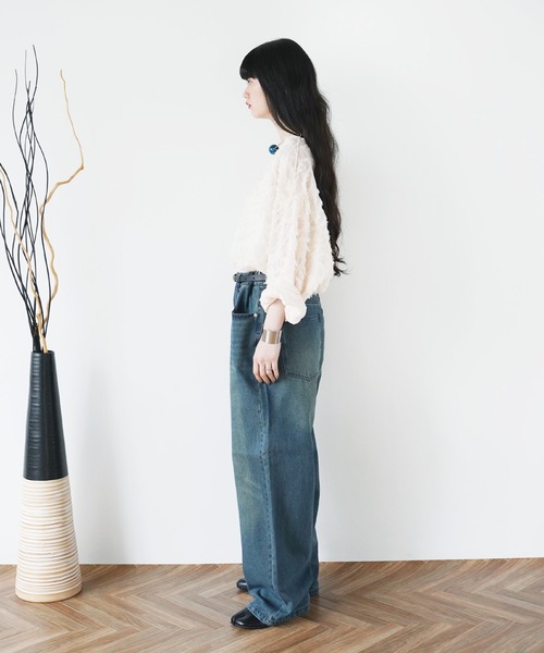 Aphlotus(アプロタス)の「12oz. デニム オーバーダイ バギーパンツ【セレクトアイテム】(デニムパンツ・メンズ・ブラック/インディゴブルー・MEDIUM/LARGE/X-LARGE)」の20枚目の写真